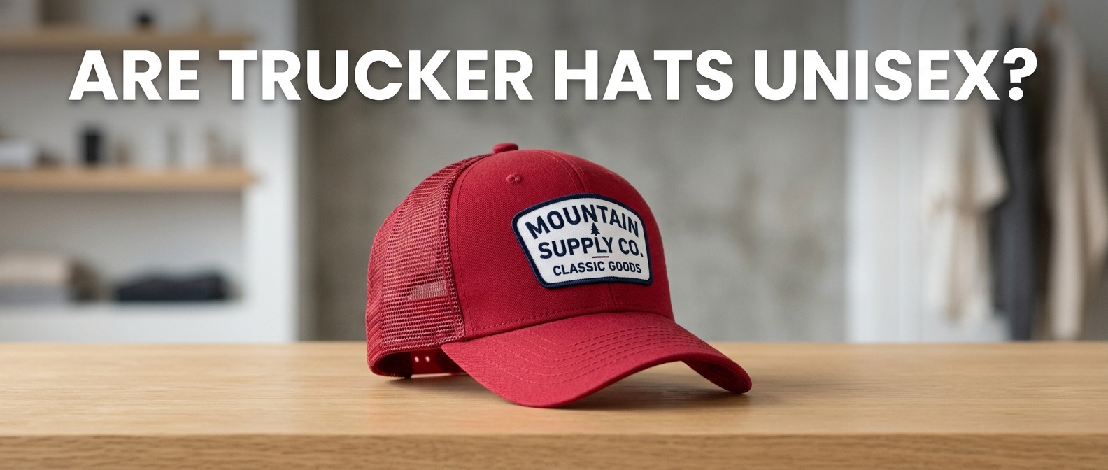 Professional photography for article: Are Trucker Hats Unisex. High quality trucker hat on minimalist background.
