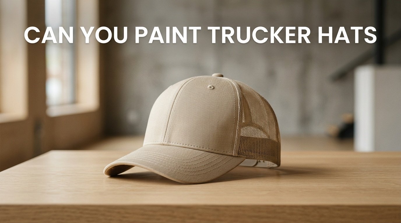 Professional photography for article: Can You Paint Trucker Hats. High quality trucker hat on minimalist background.