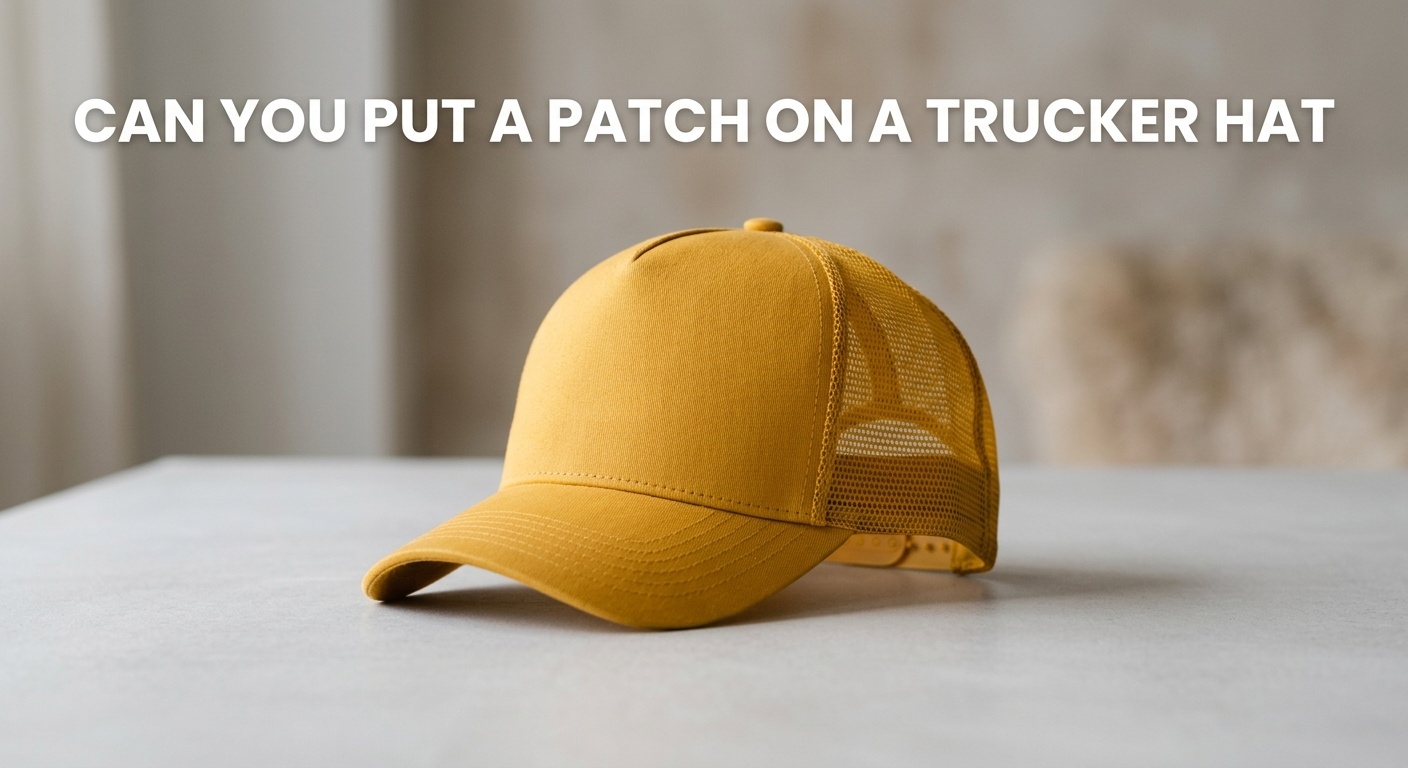 Professional photography for article: Can You Put A Patch On A Trucker Hat. High quality trucker hat on minimalist background.