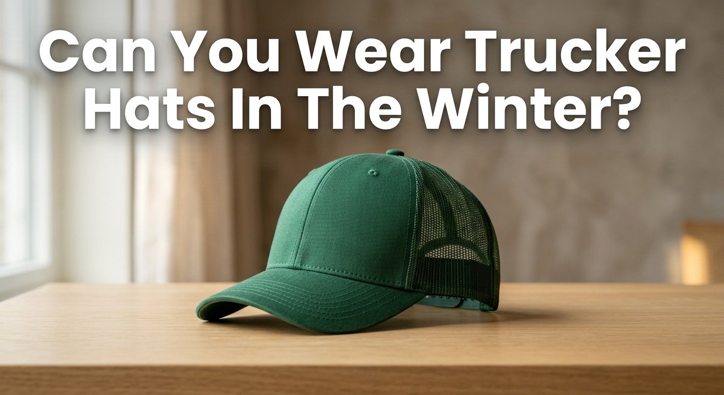 Professional photography for article: Can You Wear Trucker Hats In The Winter. High quality trucker hat on minimalist background.