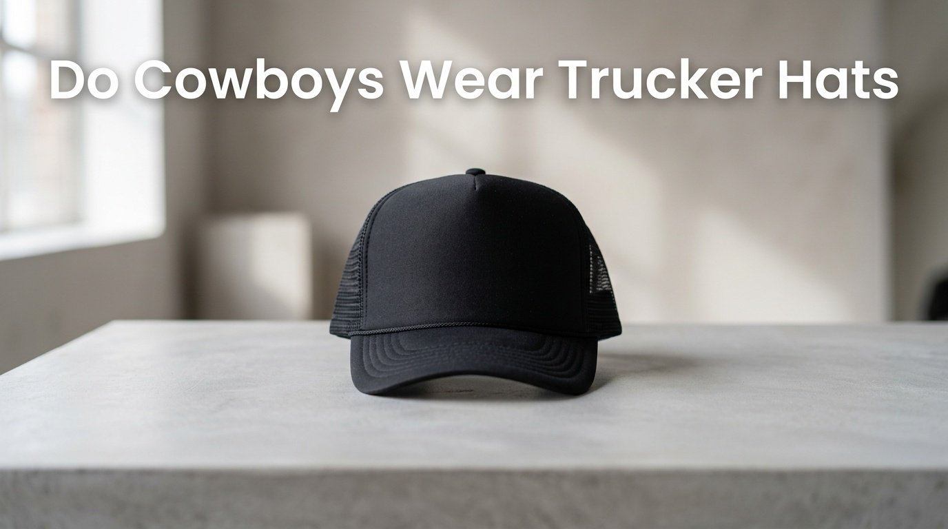 Professional photography for article: Do Cowboys Wear Trucker Hats. High quality trucker hat on minimalist background.