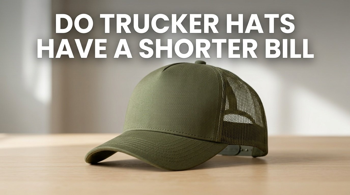Professional photography for article: Do Trucker Hats Have A Shorter Bill. High quality trucker hat on minimalist background.