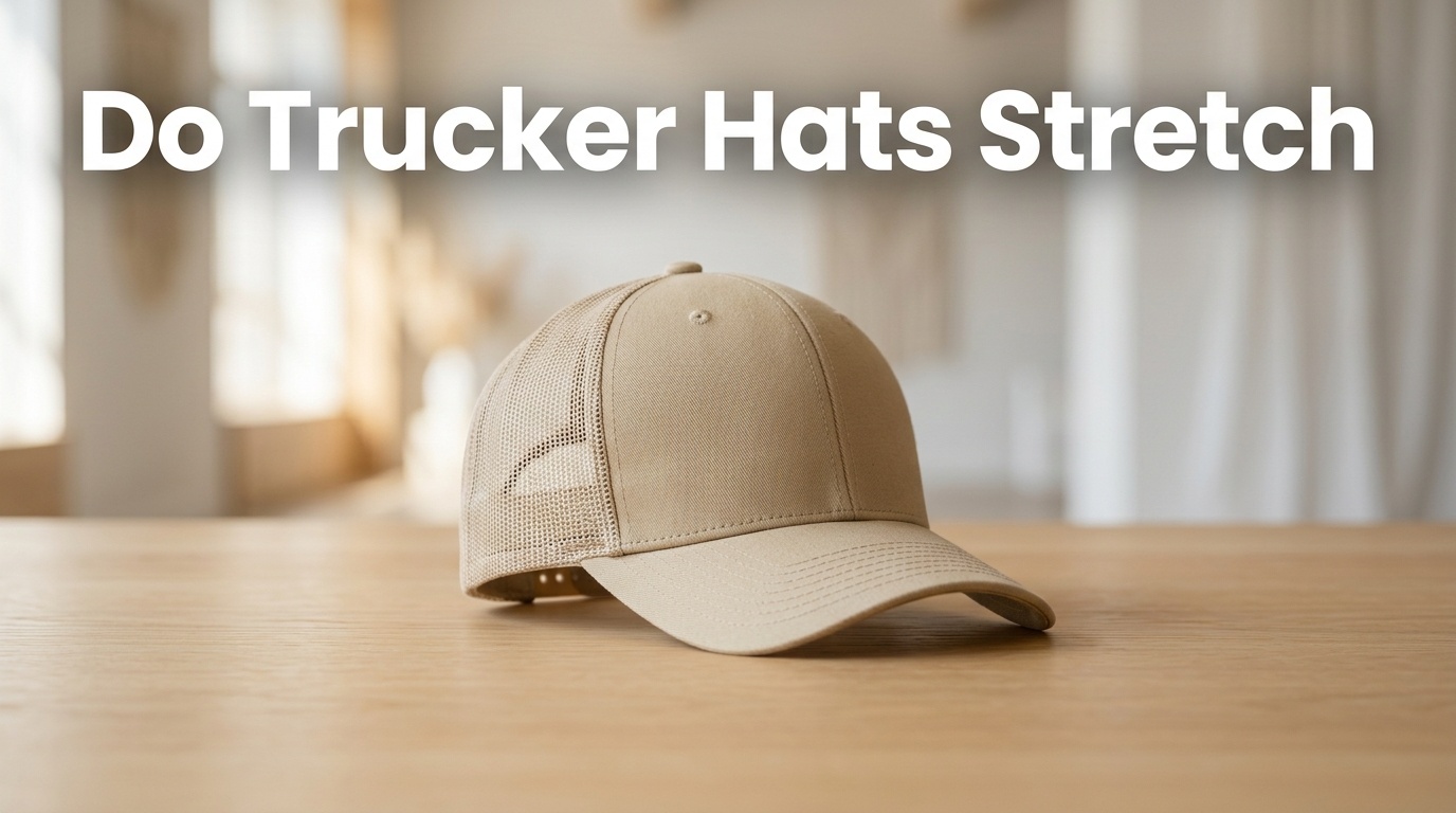 Professional photography for article: Do Trucker Hats Stretch. High quality trucker hat on minimalist background.