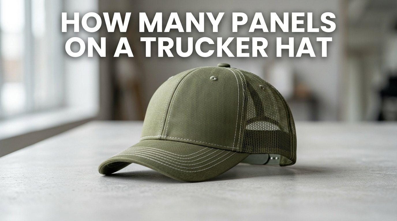 Professional photography for article: How Many Panels On A Trucker Hat. High quality trucker hat on minimalist background.