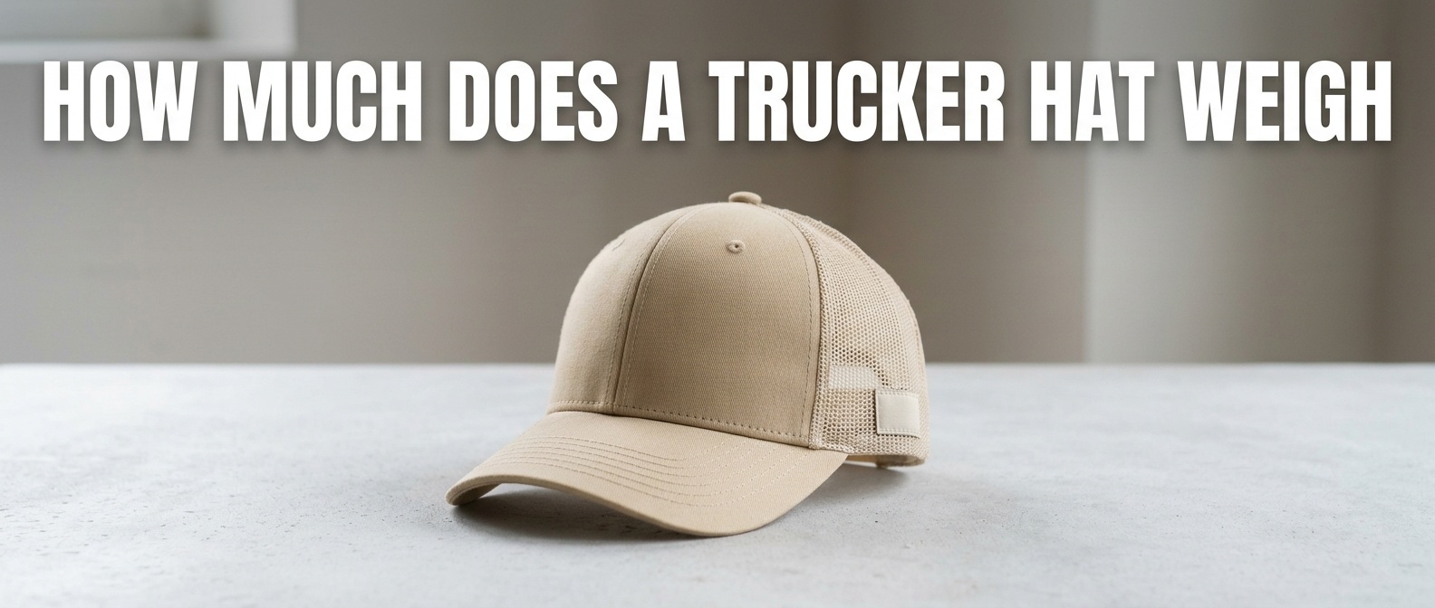 Professional photography for article: How Much Does A Trucker Hat Weigh. High quality trucker hat on minimalist background.