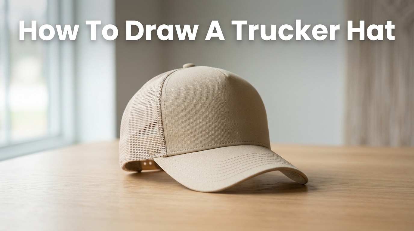 Professional photography for article: How To Draw A Trucker Hat. High quality trucker hat on minimalist background.