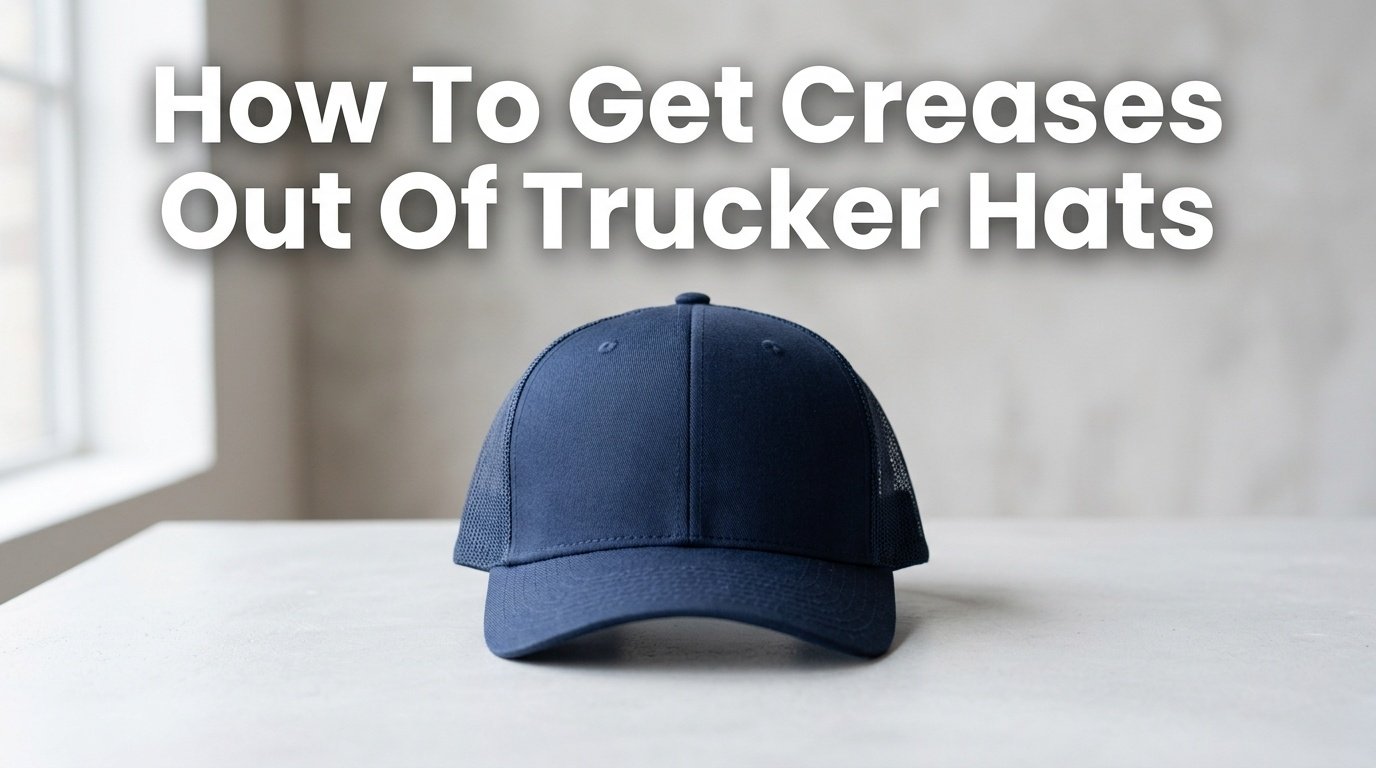 Professional photography for article: How To Get Creases Out Of Trucker Hats. High quality trucker hat on minimalist background.
