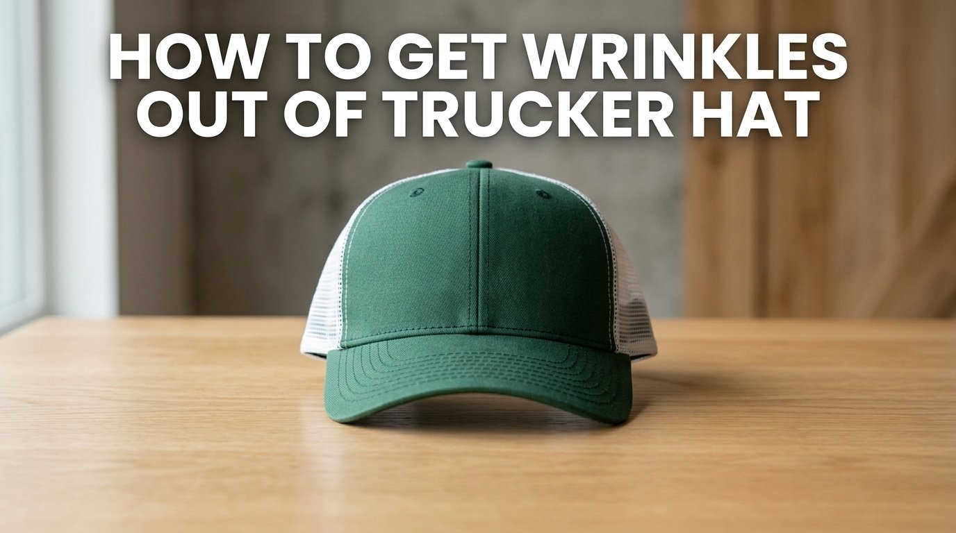 Professional photography for article: How To Get Wrinkles Out Of Trucker Hat. High quality trucker hat on minimalist background.