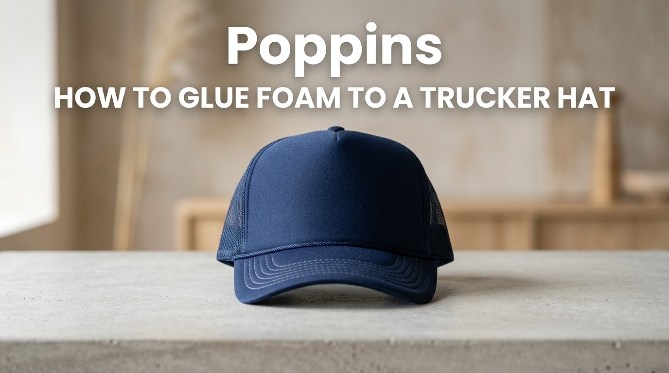 Professional photography for article: How To Glue Foam To A Trucker Hat. High quality trucker hat on minimalist background.