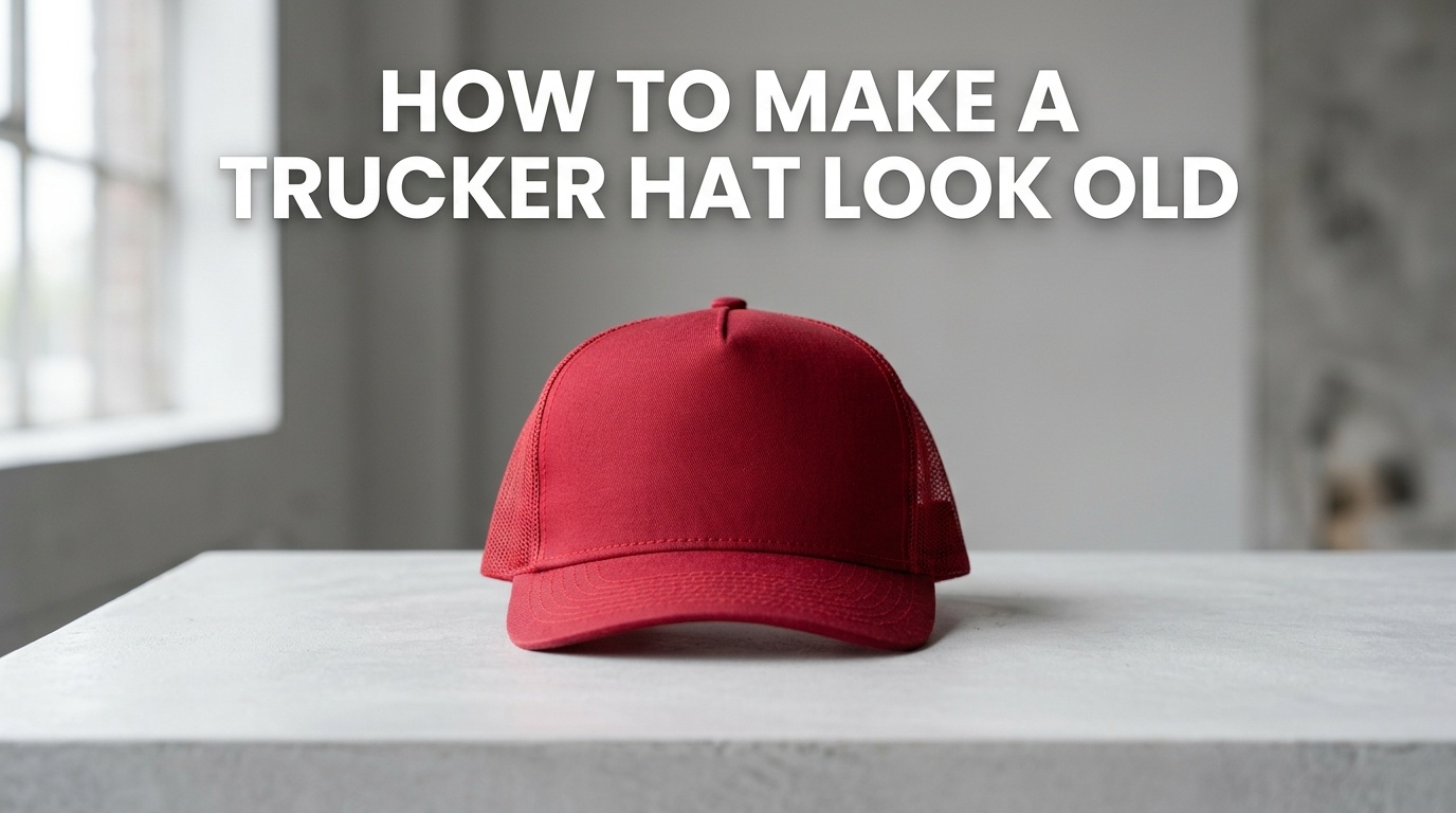 Professional photography for article: How To Make A Trucker Hat Look Old. High quality trucker hat on minimalist background.