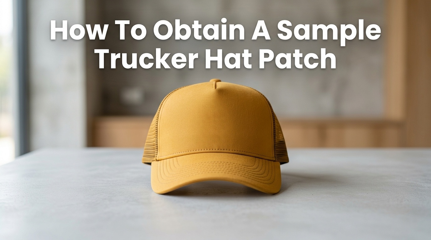 Professional photography for article: How To Obtain A Sample Trucker Hat Patch. High quality trucker hat on minimalist background.