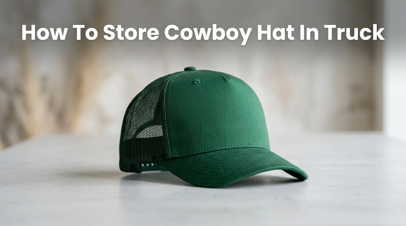 Professional photography for article: How To Store Cowboy Hat In Truck. High quality trucker hat on minimalist background.