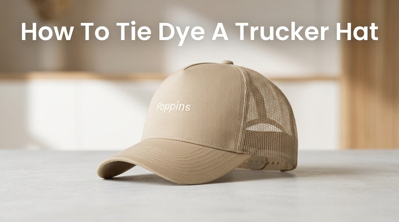 Professional photography for article: How To Tie Dye A Trucker Hat. High quality trucker hat on minimalist background.
