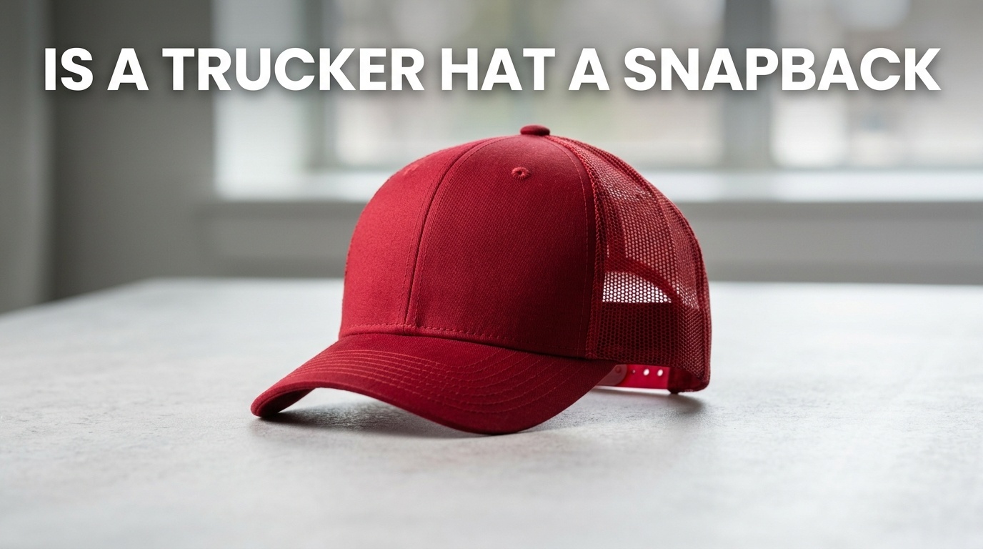 Professional photography for article: Is A Trucker Hat A Snapback. High quality trucker hat on minimalist background.