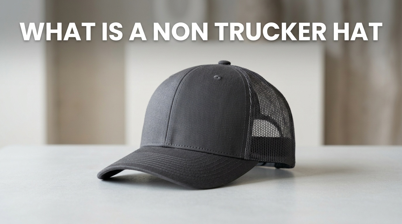 Professional photography for article: What Is A Non Trucker Hat. High quality trucker hat on minimalist background.