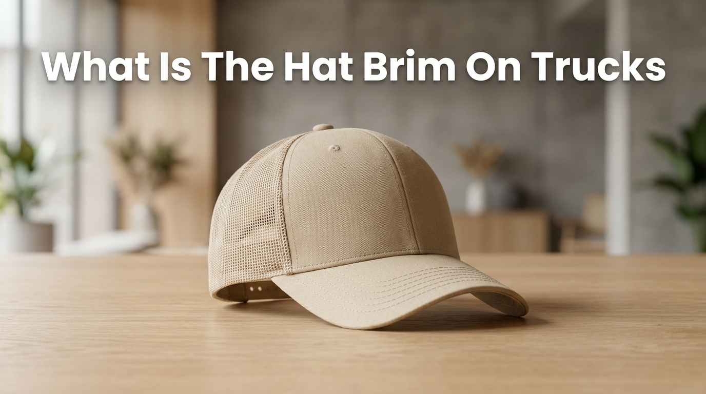 Professional photography for article: What Is The Hat Brim On Trucks. High quality trucker hat on minimalist background.