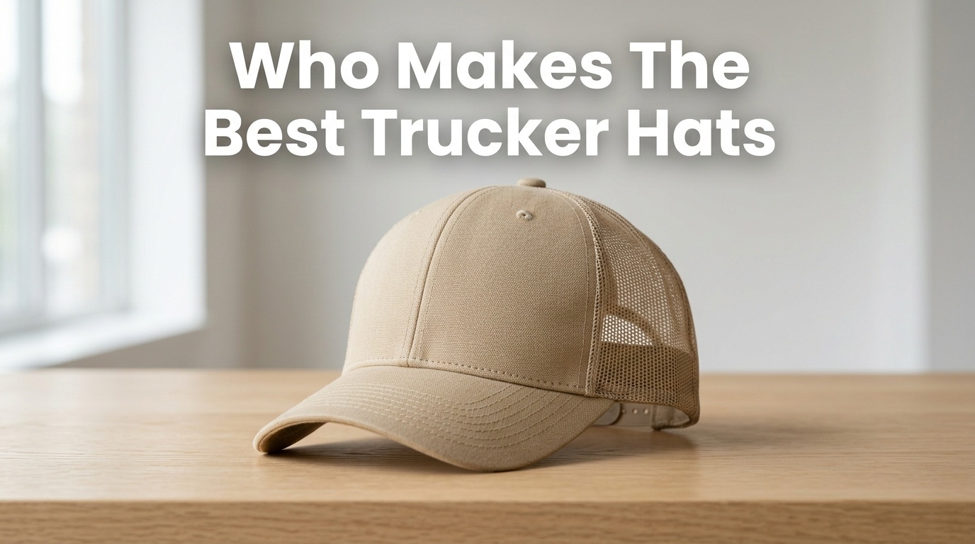 Professional photography for article: Who Makes The Best Trucker Hats. High quality trucker hat on minimalist background.