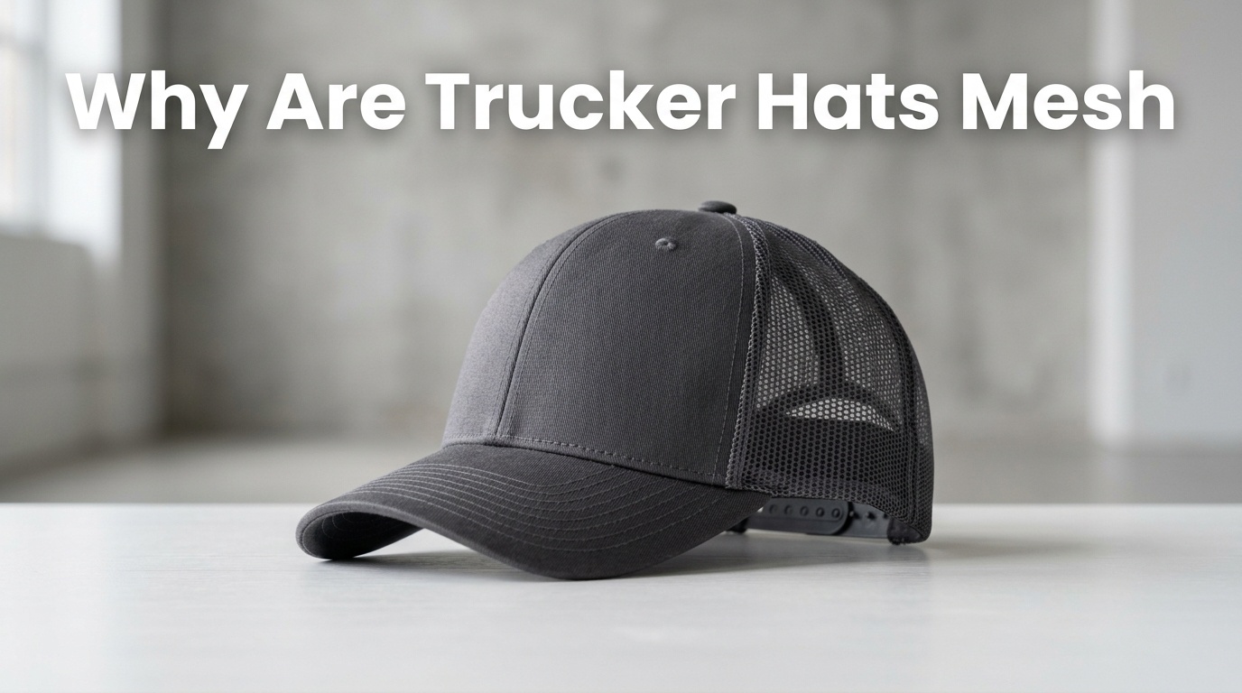 Professional photography for article: Why Are Trucker Hats Mesh. High quality trucker hat on minimalist background.